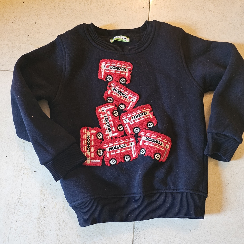 Navy London Bus Sweatshirt From Portobello Road.  Unisex Sweater.